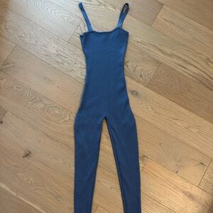 PrettyLittleThing Ribbed Blue Jumpsuit